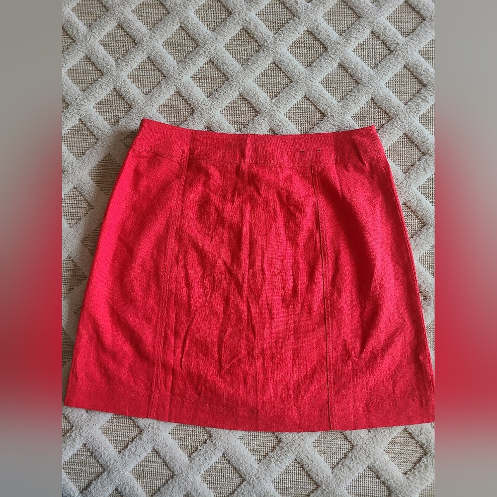 Banana Republic Red Linen Blend Seamed Mini Skirt With 2 Front Pockets Size 12T‎ - Picture 3 of 5
